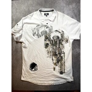 Y2K Hustle Gang 'Lone Brave' White AOP Polo Shirt 2XL